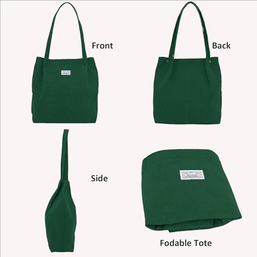 Bolso tote de pana para mujer con bolsillos internos miniatura 3