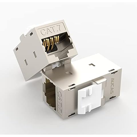 AUCAS Cat7 Keystone Coupler Jack Wall Plate, RJ45 Modular Coupler with Keystone Latch, 5 Pack Cover