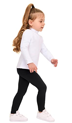 Image of Lilax Girls' Basic Long Sleeve Mock Turtleneck Cotton T-Shirt