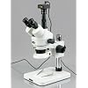 AmScope SM-1TS-144S-M Digital Professional Trinocular Stereo Zoom Microscope, WH10x Eyepieces, 7X-45X Magnification, 0.7X-4.5X Zoom Objective, 144-Bulb LED Ring Light, Pillar Stand, 110V-240V, Includes 1.3MP Camera with Reduction Lens and Software
