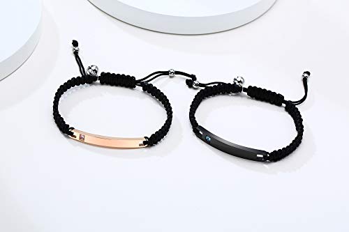 Xuanpai Engraved Her Beast&His Beauty Handmade Matching Couples Rope Braided Id Bracelets Set Anniversary Personalized Gift For Him And Her #TOP3