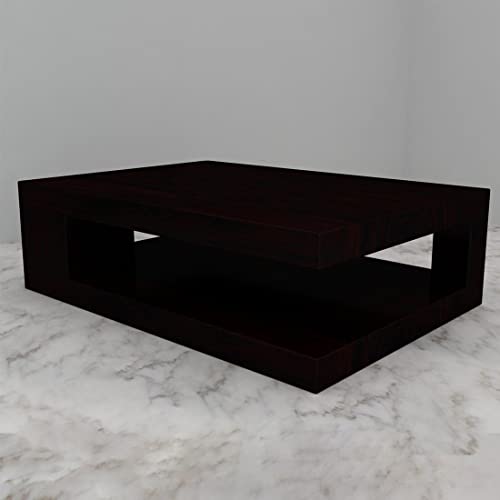 Image of Douceur Furnitures Solid Sheesham Wood Coffee Table with Storage | Wooden Centre Table & Tea Table for Living Room, Hall, Home, Office, Hotel & Cafe | Walnut Finish