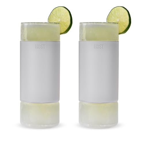 Host Highball Glass FREEZE Drinking Cups Frozen Glasses Set, Insulated Tumblers, Iced Coffee Cup Glass Tumbler 12oz Gray Cocktail Glasses Set of 2