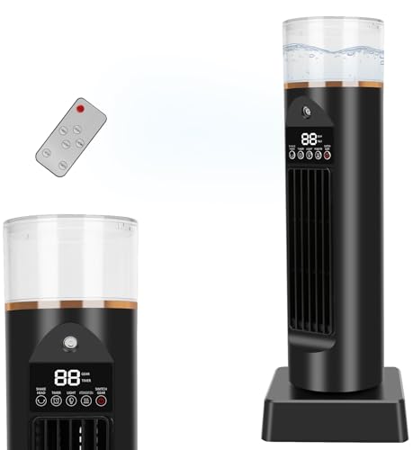 YCQYNHQ 35cm Ventiladores de Torre, 120° Ventiladores Oscilantes, ventilador de torre silencioso con humidificador, Temporizador 6H, Ventilador de Pie para Hogar Oficina,Negro