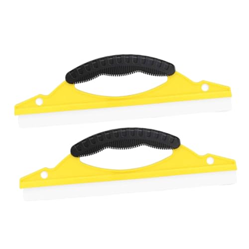 GARVALON 2 Piezas Limpiaparabrisas Gancho Coche Escobilla De Goma Paraca Drenar Escobas Mini Película De Espejo Esponja Limpiador Fregadora De Ducha Escoba De Goma Tinte Yellow El Plastico