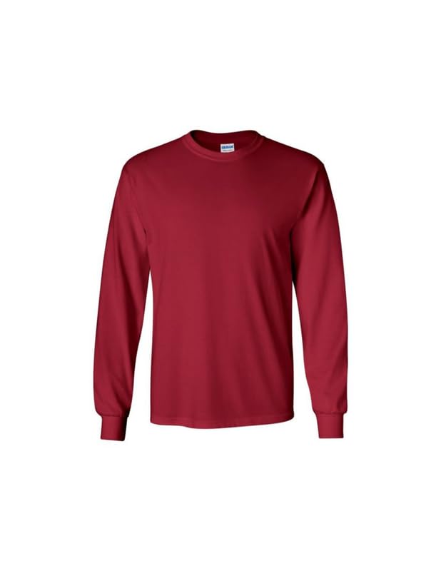 Image of Gildan Men's Long Sleeve Plain Crewneck T Shirt (G2400). Cardinal Red