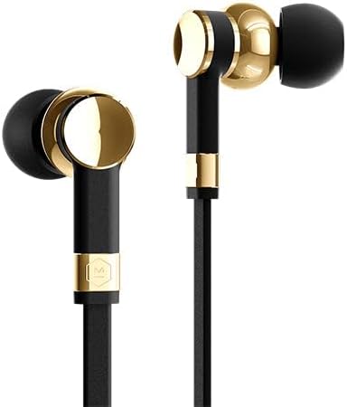 MASTER & DYNAMIC ME05 Wired Earphones, Wired Ear Buds with Built-in Remote to Control Music, Phone Calls, and Volume with USB-C Adapter, Gold/Black