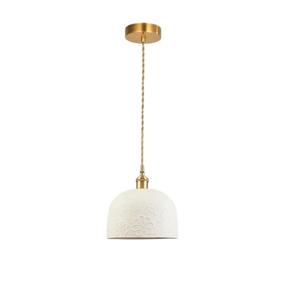 Suspension en céramique véritable et dôme rétro pour un éclairage de chevet chic