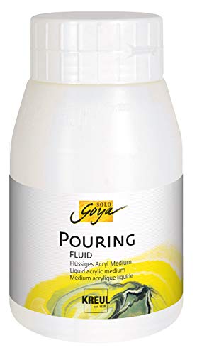 KREUL 87207 - Solo Goya Pouring Fluid, 500 ml Flasche, flüssiges Acrylmedium für Gieß- und Fließtechniken, auf Wasserbasis, optimiert das Fließverhalten von Acrylfarben, weiß