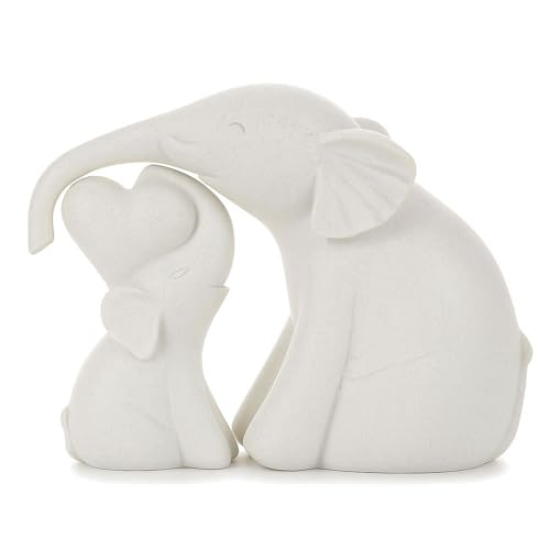Kityemo 2er Set Keramik Elefanten Deko Figuren - Elefant Statue in Weiß, Tierfigur Geschenk für Frauen & Mütter, Wohnzimmer, Büro, Bücherregal oder Schlafzimmer Dekoration