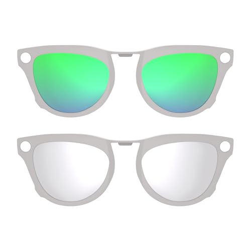 HIBLOKS 2Pcs Polarized Clip-on for Ray-Ban Meta Skyler & Gen 2 (RW4010/RW4014 52-20) Grey Frame Discoloration Clips for RayBan Skyler Accessories Protect Your Eyes Cool and Fashion (Silver+Green)