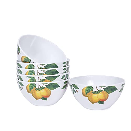 Yinshine Melamine Bowls Set, 6Pcs Lemon Cereal Bowls, White Bowl For Daily Use, 20Oz #TOP25