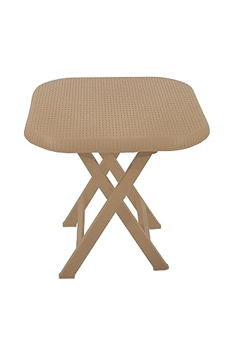 Rovyano Rivera Square Plastic Folding Table 65 Cm Brown