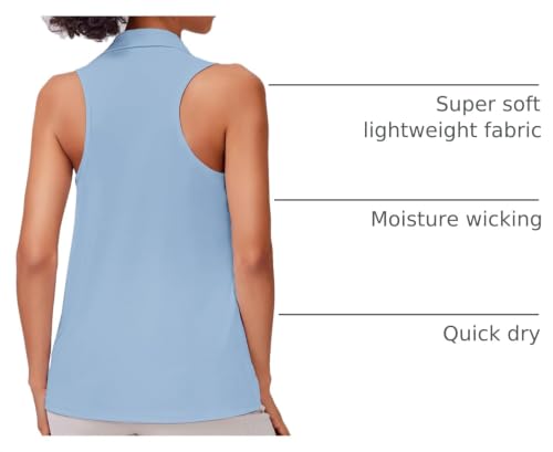Image of PINSPARK Womens Golf Shirt UPF 50+ Sleeveless Collared Shirts Quick Dry Tennis Polo V-Neck Racerback Athletic Workout Tank