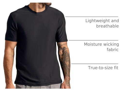 True Classic Mens Workout Shirts, Short Sleeve, Black, L - image 4