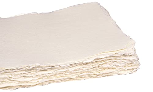 Watercolor Paper With Box- Mixed Media Watercolor Paper - Deckle Edge Cotton Handmade Paper - 200 Gsm Thick Virgin Vintage Cotton Paper (Off White, 7.5 Inches X 11.5 Inches) #TOP2