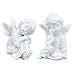 2 Stück Cherub Statue, weiße Engelsstatue Gartenfigur, schlafende Cherub Statue, Harz Engel Skulptur für den Innen und Außenbereich Heimdekoration, 2,2 × 2,4 Zoll (#3)