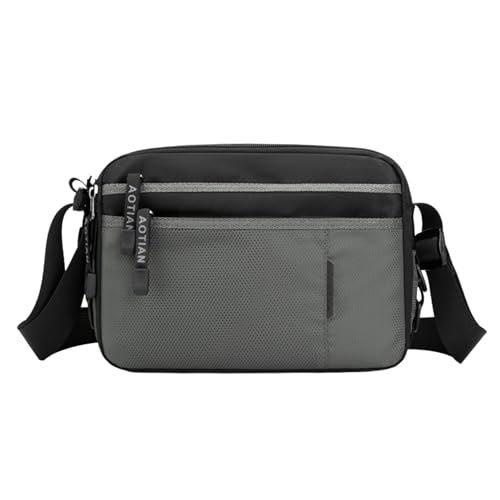 [Azul Mar] ショルダーバッグ メンズ 撥水 軽量 斜めがけ 多収納 ボディバッグ 防水 小さめ ミニバッグ 横型 サコッシュ 多機能 サブバッグ 旅行 通勤 アウトドア (グレー)のサムネイル