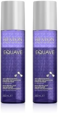 REVLON PROFESSIONAL EQUAVE Acondicionador Profesional bifásico sin aclarado para cabellos rubios, grises o decolorados, 200ml (Paquete de 2)