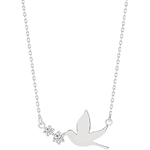 Zartes Zirkonia Vogel-Collier aus 925 Sterling Silber | Schmuck-Halsketten