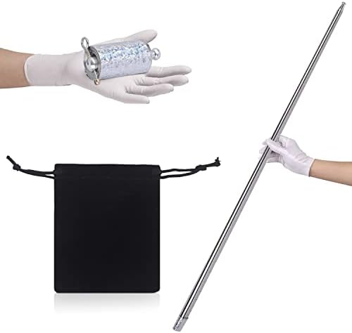 Pocket Staff Magic Telescopic Stick | Elevated Staff Stick w/Velvet Carry Bag I Collapsible bo Retractable Expandable Bow Extendable Portable Expanding Metal Cane Pop Out Wands (150cm, Silver)