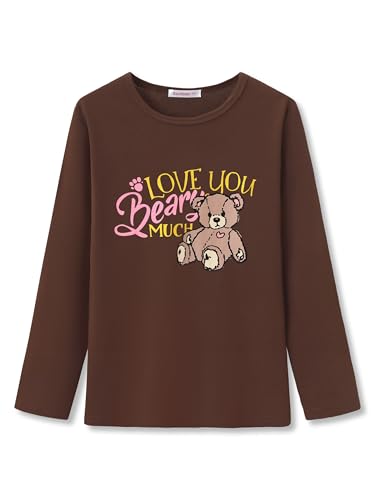 Image of Girls Long Sleeve T-Shirt Cute Versatile Basic Casual Top Size 6-18 | Soft Stretchy Tee for All Day Comfort, Versatile Layering Top for Cold Days, Cute Casual Style for Girls, Durable Easy Care