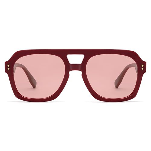 Image of SOJOS Retro Thick Polarized Aviator Sunglasses for Women Men, Large Trendy Bold Square Pilot Shades SJ2385