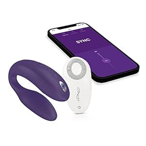 We-Vibe Sync, flexibele vibrator voor paren,in C-vorm met sterke trillingen, Bluetooth-bediening via afstandsbediening of We-Connect™ App, waterdicht en oplaadbaar Purple