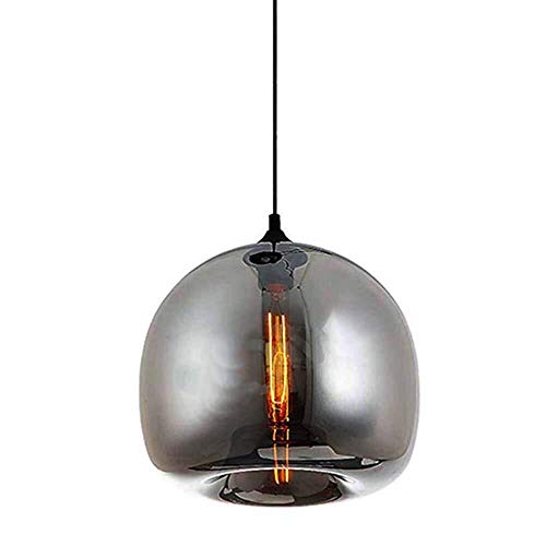 Preisvergleich Produktbild Hängeleuchten, Industrie-Hängedeckenleuchten Große Beleuchtungskörper Industrielle Weinlese mit Überzug-Spiegel Grau Glaslampenschirm (Color : B)