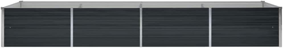 vidaXL Garden Raised Bed Galvanised Steel, Rectangular Garden Planter for Flowers and Planters, Bottomless Raised Flower Bed, Weather-Resistant, Anthracite, 126"x31.5"x17.7"