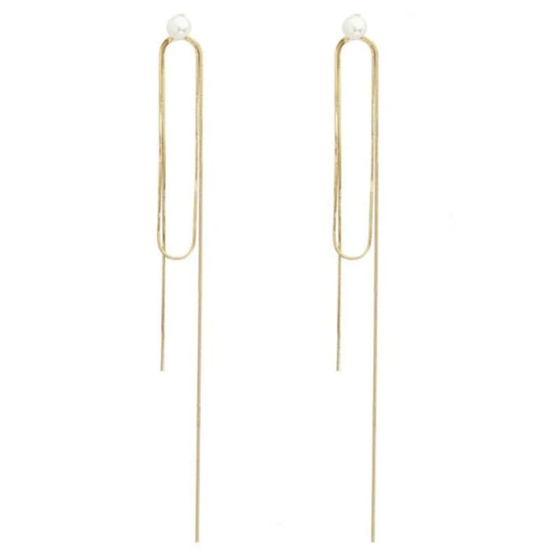 El Regalo Fancy Long Loop Tassel Pearl Stud Earrings for Girls & ...