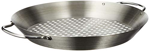 Image of Tablecraft 12" Diameter Stainless Steel Grill Pan with Handles, Silver, Model: BBQ122