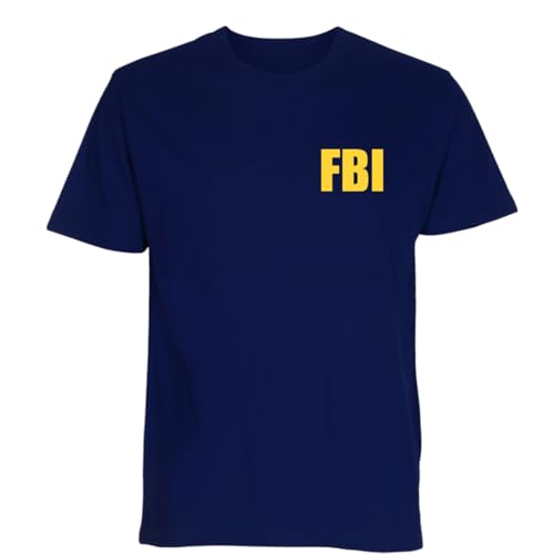 Camiseta del FBI con texto en alemán, azul marino, 4XL