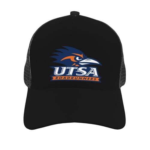 UTSA Roadrunners Curved Brim Mesh Baseball Cap Casual Sun Hat for Unisex Black