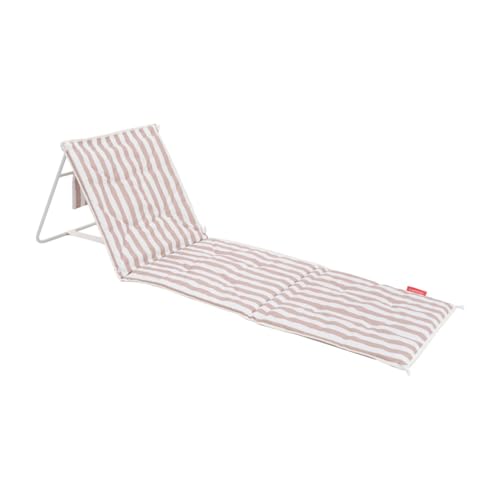 Flamingueo Tumbona Plegable - para Playa y Piscina - Reclinable - Fácil Transporte - Bolsillo Trasero - Ligera - Poliéster - Beige