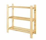 PREMZO Wooden Storage Shelving Unit Heavy Duty Shelf Garage Shelving Tools, Boxes, Décor Item Storage Unit Rack Organizer Lightweight Freestanding Workshop, Green House & Kitchen (3 Tier)