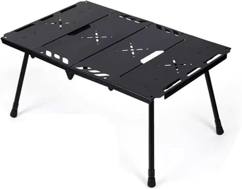 Table de camping pliante portable noire pour matériel de plein air - 5