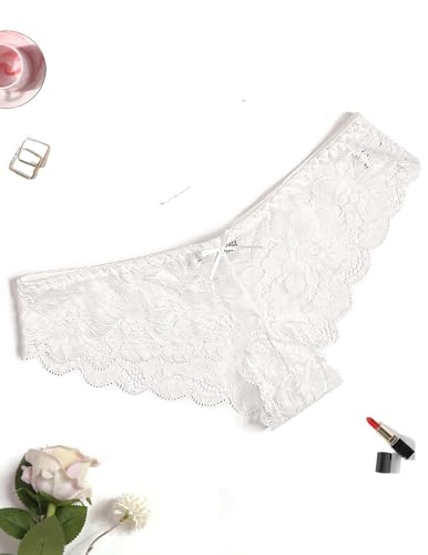 Avidlove Cheeky Panties for Women Lace Bikini Underwear Sexy Hipster Panties White M