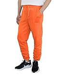 AIRNINE Men's Lightweight Fleece Joggers Sweatpants (S to 6XL) (Neon Orange_S78, X-Large, x_l)