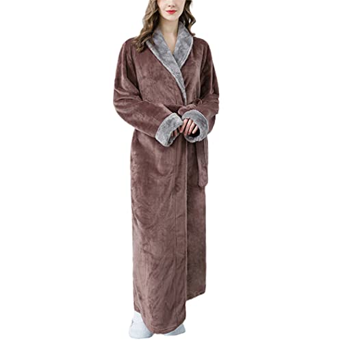 Peignoir de bain long flanelle haut de gamme kimono polaire café L