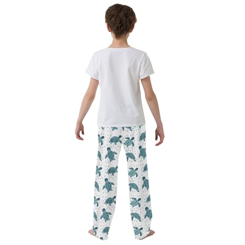 Boys' Pants Big Blue Sea Turtle Bubbles Long Bottoms Jogger Pants Elastic Waist Trousers with Pockets S-XL3