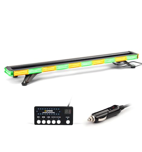 Xprite 42 inch 330 LED Rooftop Emergency Strobe Light Bar Heavy-Duty Flashing Warning Lights w/Adjustable Mounting Brackets, for Construction Vehicles Towing Work Trucks Plows Pickup - Amber Green by Xprite - Used condition - US$71.70