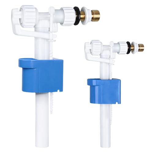 Lot de 2 soupapes de remplissage pour réservoir de chasse d'eau G3/8 et G1/2 - Raccordement en laiton - Pièces de rechange - Quantité d'eau réglable