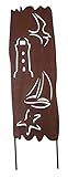 Edelrost Stele Metallschild Treibholz 84cm Maritime Gartendeko Leuchtturm Boot Möwe Seestern