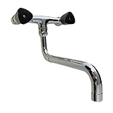 Grifo de cocina de pared con asas negras ABS y caña extensible de 20 a 40 cm Distancia entre ejes estándar de 15 cm. 