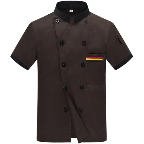 Men's Chef Coat Uniform Short Sleeve Cook Jacket Restaurant Kitchen Work Breathable Clothes