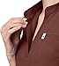 Medical Scrub Tops for Women - Mandarin Collar, Relaxed Fit, 4-Pocket Design, Shirttail Hem, Soft Stretch Scrub Shirts Brown
