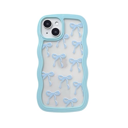 Coque transparente nœud ruban iPhone 15 Plus protège contre chutes vagues - 6
