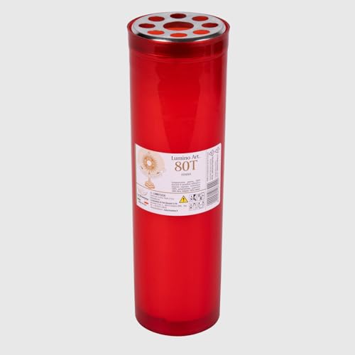 La Briantina Cero Votivo Cementerio 80T de parafina 'Corpus Domini' semanal, color rojo, 24 x 7 cm