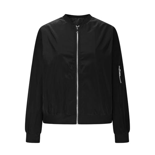 Bomber Jacket Women Trendy Zip Up Jackets Lightweight Casual Long Sleeve Windbreaker Fall Fashion Clothes 20254